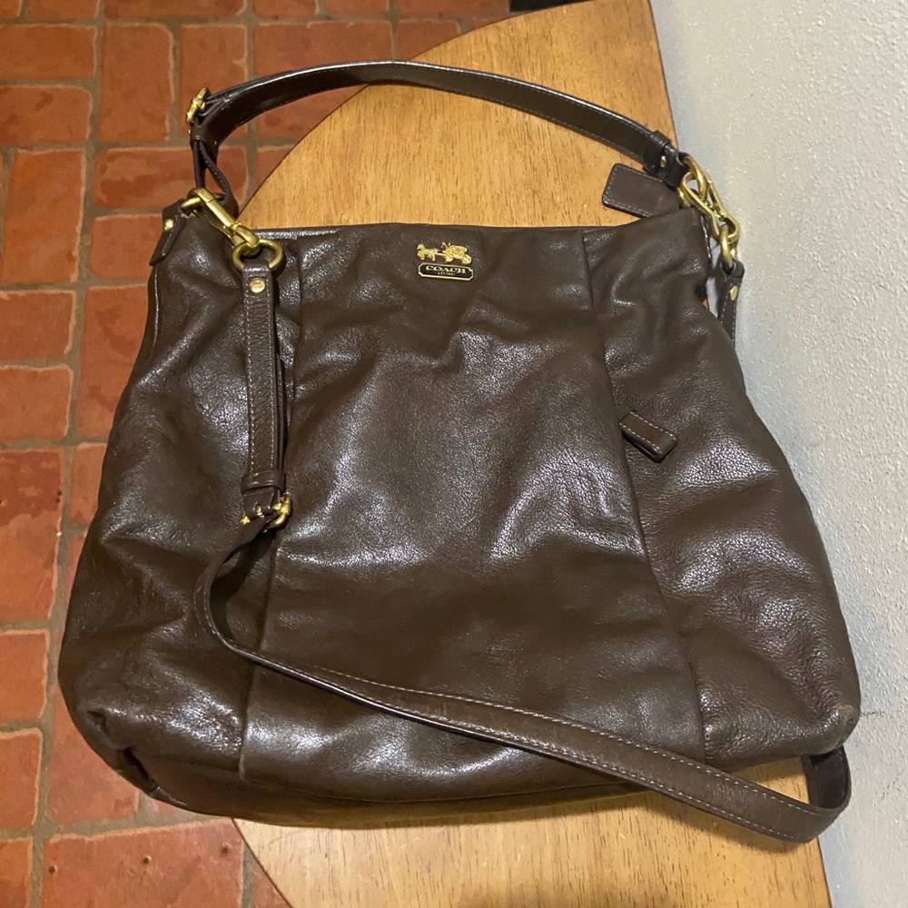 Chocolate brown leather Coach crossbody bag